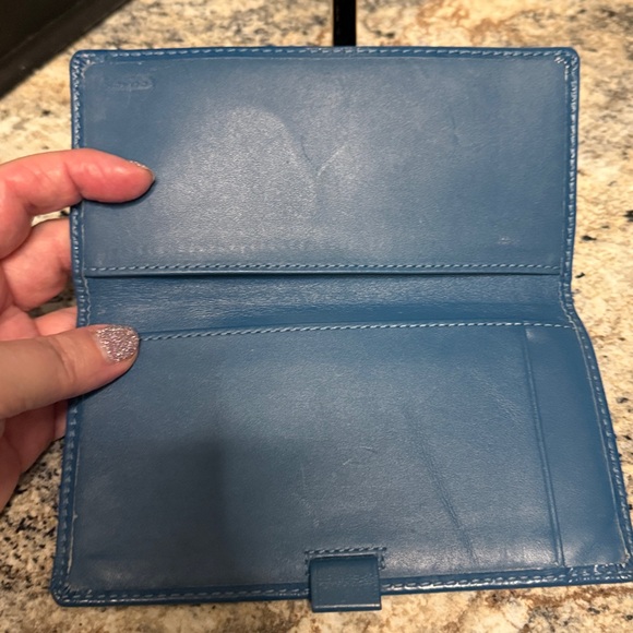 Coach Blue checkbook or money Wallet with Horse and Carriage Design - Picture 4 of 4